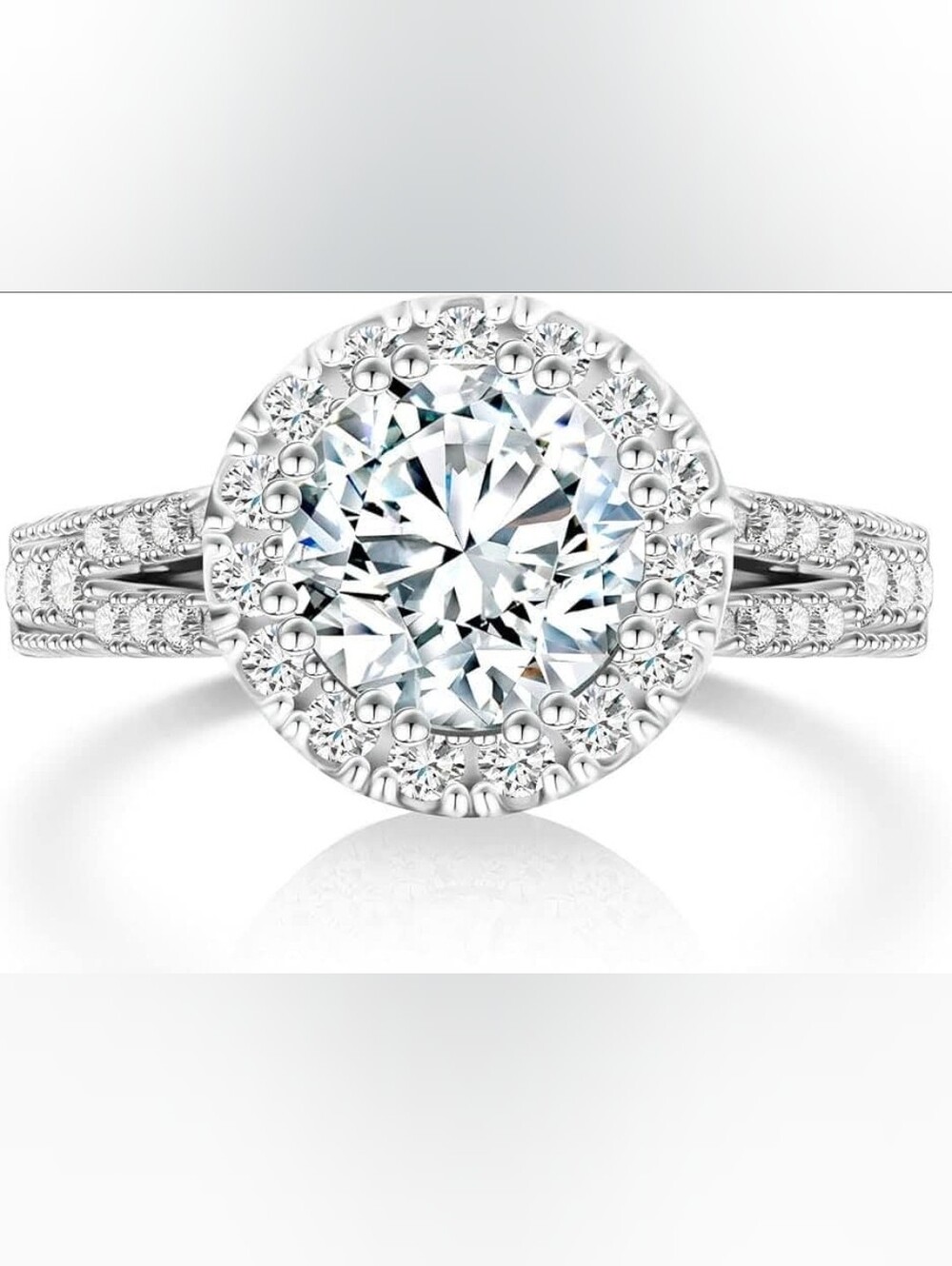 Genuine Moissanite 3 Carat Ring 18K White Gold Vermeil Size 8! - Picture 1 of 15